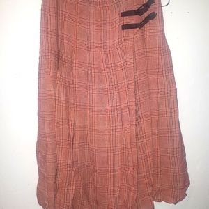 Burnt orange plaid wrap skirt